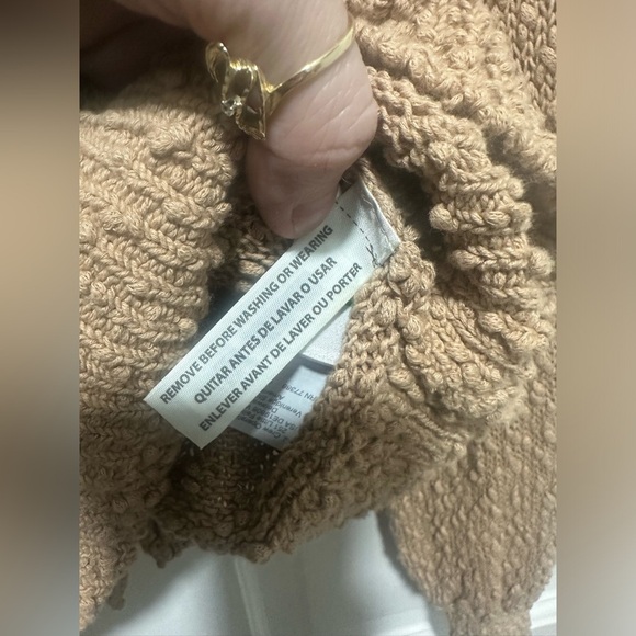 J.Crew Reversible Space Dyed Puff Sleeve Cardigan Sweater Sandy Beach Beige S - Picture 5 of 6